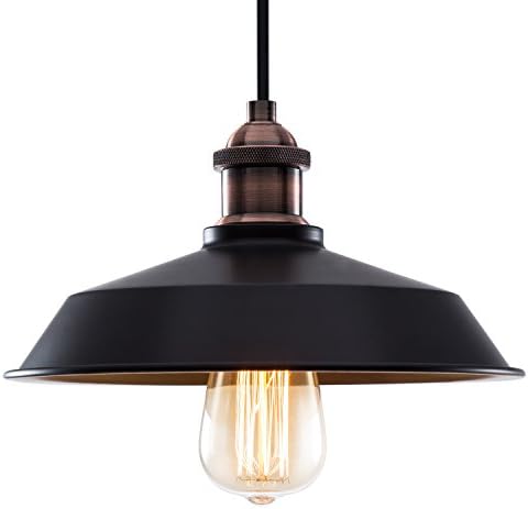 Vintage Style Black Edison Pendant Light,Industrial Lamp Retro Metal Shade Loft Fixture Hanging Barn Ceiling Light for Indoor Kitchen,Dining Room,Cafe,Club,Restaurant Paint