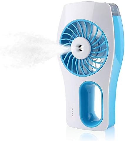 coszz Mini Handheld Fan Misting Cooling Fan USB Rechargeable Battery Portable Small Hand Held Fan for Home Office Travel (Blue)
