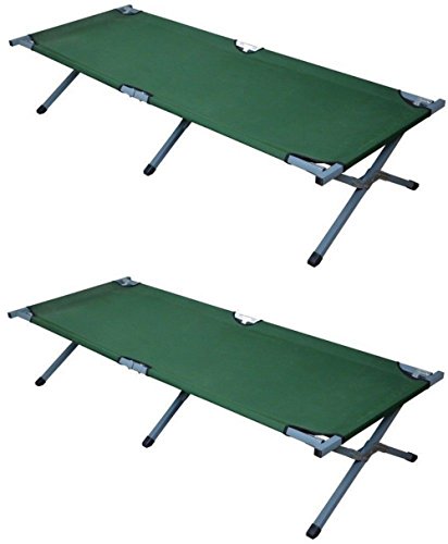 New Set of 2 – Outdoor Portable Folding Cot Military Hiking Camping Sleeping Bed Full Size/ Green #214