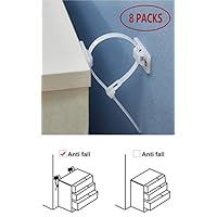Bookcase Anti Tip Bracket Safety Furniture Straps Kit Baby Proofing Wall Strap 8 Packs