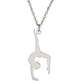 VASSAGO Gymnastics Necklace for Women Ballerina Ballet Necklace Stainless Steel Sport Love Heart Necklace