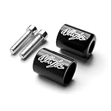 Krator Black Bar Ends Logo Hand Grips Handlebar End Caps For 2006-2012 Kawasaki Ninja 650R / EX650R