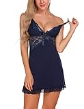Avidlove Women V Neck Chemise Sleepwear Nightgown Full Slips Sexy Lace Nightie Dress