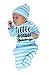 Newborn Baby Boys Girls Letter Printed Sleep Gowns Striped Long Sleeve Sleepsack Blanket,0-12 Months,Blue
