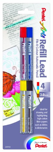 Pentel Arts 8 Colour Refill Lead, Assorted Colors, 4 Pack (CH2BP4M)