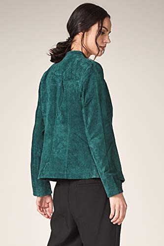 Escalier Women's Genuine Leather Jacket Suede Moto Jackets Green S - Thumbnail 5