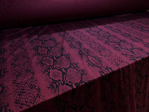 41PIp0n7WtL Tejido de punto elástico de licra de viscosa, por metro, estampado de piel de serpiente burdeos Tejido de punto elástico de licra de viscosa, por metro, estampado de piel de serpiente burdeos