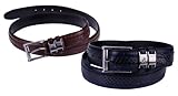 Stacy Adams 6-027 Genuine Snake Skin w/ Leather Embossed Croco and Lizard Mens Adjustable Belt, Nuckle Brushed Buckle