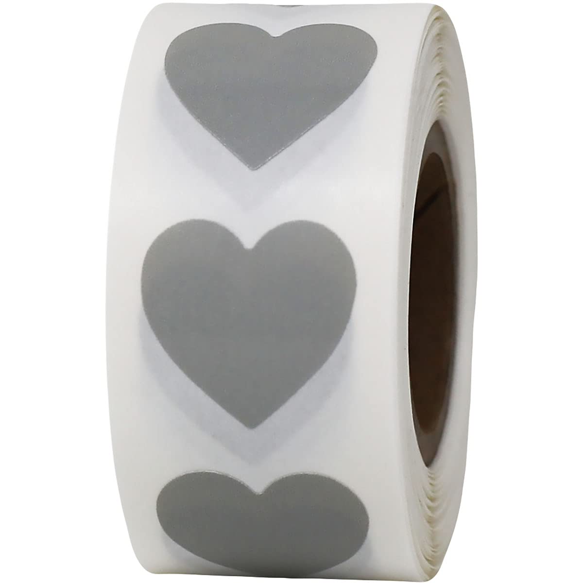 Grey Heart Stickers 19.1 mm 0.75 Inch Wide 500 Count