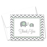 50 Cnt Chevron Mint Elephant Baby Shower Thank You