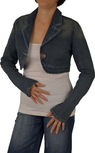 KEEP IN TOUCH Womens Stretch Denim Cropped Jeans Jackets #LDJ20