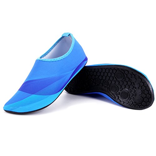 HQdeal Women’s Men’s Water Shoes Quick Drying Outdoor Sports Athletic Sneakers Aqua Shoes Slip On Lightweight Yoga Socks for Swimming Diving Surfing Snorkeling Boating Beach Walking Cool Blue