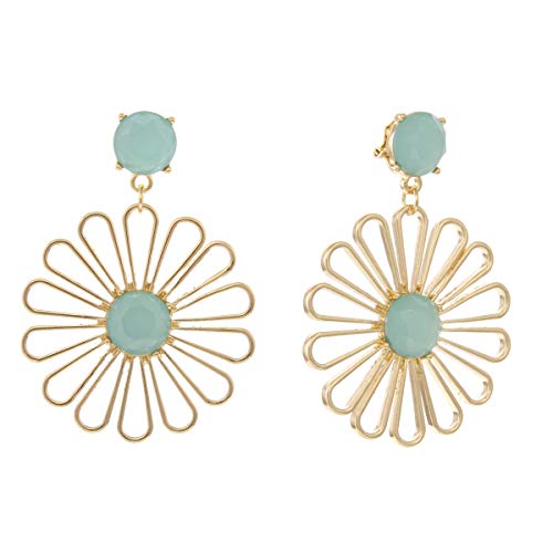 1 Pair Lujuny Alloy Shell Pearl Flower Double Side to Wear Earrings Studs with Gift Box for Women Girls