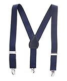 Buyless Fashion Kids And Baby Adjustable Elastic Solid Color 1 inch Suspenders - Navy - Size 26