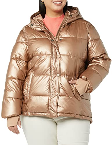 AMAZON ESSENTIALS WOMEN’S HEAVYWEIGHT LONG-SLEEVE HOODED PUFFER COAT – DISCONTINUED COLORS, METALLIC TAUPE, 3X