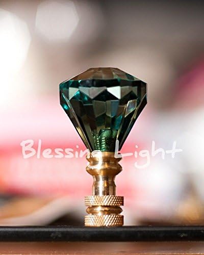 Set of 2 Gorgeous Acrylic Crystal Diamond Lamp Shade Finials, Harp Toppers - Green