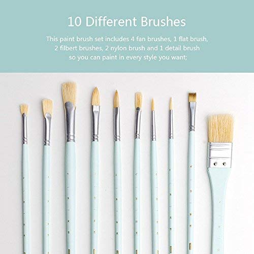 MIYA Gouache Paint Kit, 18 Colors x 30ml Paint Set & 10 Pieces Hog Bristle Paint Brushes, Unique Jelly Cup Design with Portable Case Gouache, Perfect for Oil, Acrylic Painting & More (Mint Green) - Thumbnail 6