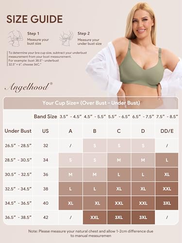 Angelhood Nursing Bras for Breastfeeding Support Maternity Bras Seamless Pregnancy Bralette for Women with Extender 3 Pack