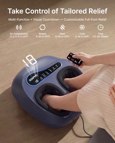 RENPHO Thermacool 2-in-1 Foot Massager with Heat & Cold, HSA Eligible FSA Only Products, Father Day Gifts for Husband, 3 Kneading & 5 Compression for Neuropathy & Plantar Fasciitis, Up to US Size 13