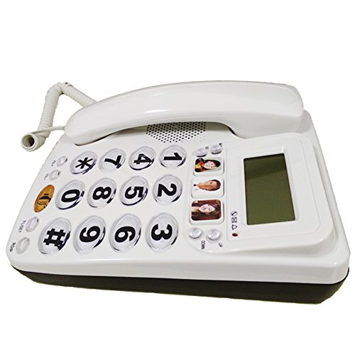 HePesTer P-29W Big button Picture Phone for Elderly Works in Power Outage for Emergency(White)