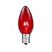 Novelty Lights 25 Pack C9 Outdoor Christmas Replacement Bulbs, Red, E17/C9 Intermediate Base, 7 Watt primary