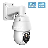 Amcrest 4MP Outdoor PTZ POE + IP Camera Pan Tilt Zoom (Optical 12x Motorized) UltraHD POE+ Camera Security Speed Dome, CMOS Image Sensor, 328ft Night Vision, POE+ (802.3at) - IP66, 4MP, IP4M-1053EW