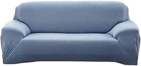 Scorpiuse Stretch Sofa Cover 1-Piece Polyester Spandex Fabric 3 Cushion Couch Slipcover (Loveseat, Grey Blue)