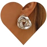 Rannyrena Retro Gold Statement Round Earrings Chunky Irregular Geometric Stud Earrings Metal Hoop Knot Dangle Earrings Jewelry for women