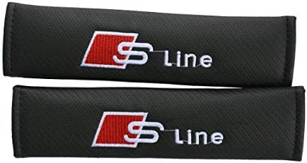 Akiyou Seat Belt Covers for Sline, 2 Pcs Black Carbon Fiber Car Seat Belt Cover Shoulder Strap Pads Sline Cars Embroidered Logo Safety Belt Shoulder Cushions Protective Sleeves