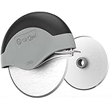 Pizza Cutter | Premium Edition Slicer | 2 Sharp Blades | Round Soft Grip, Safety Cover &amp; Stainless Steel Wheel | Cut, Slice and Clean with Ease (UpGood Kitchen Gadgets, Pitch Black)
