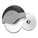 Pizza Cutter | Premium Edition Slicer | 2 Sharp Blades | Round Soft Grip, Safety Cover & Stainless Steel Wheel | Cut, Slice and Clean with Ease (UpGood Kitchen Gadgets, Pitch Black)