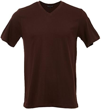 Rich Cotton V neck T shirts 10 colors (5XL, Brown)