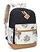 Leaper Girls Cute Backpack for School Laptop Backpack Canvas Travel Backpack for Women Kids Backpack College Kawaii Bookbag School Bags Floral Black