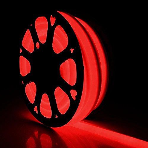 US Stock LED Flexible Soft Neon Rope Strip Light Christmas Bar Store Decor Tube Lighting 110V (150FT, Red)