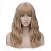 Women's Light Blonde Wavy Wigs with Bangs Middle Length Premium Heat Resistant Synthetic Cosplay Wig for Girl Daily Use or Costume