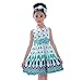 Morecome Kids Bow Belt Sleeveless Peacock Dress Girls Party Dress (3-4Years, Blue)