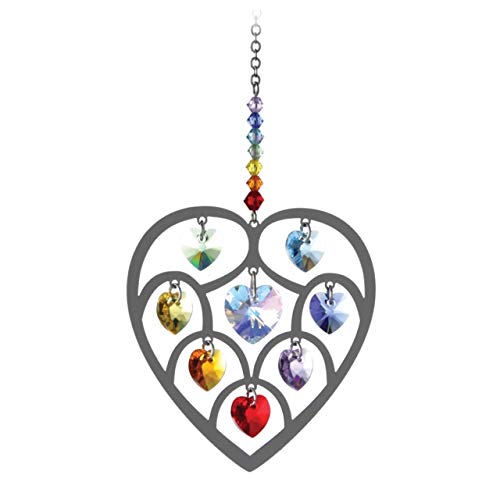 Heart of Hearts Chakra Crystal Silver Hanging Rainbow Suncatcher Maker Boxed