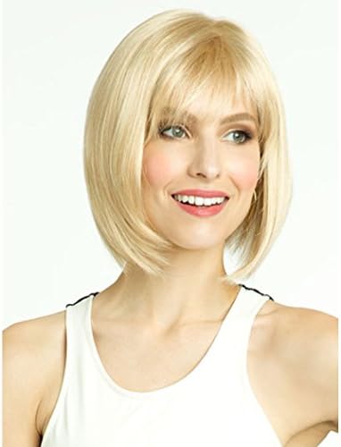 Kedada Womens Wigs Short Hair Bob Wigs with Bangs for White Women As Human Hair Blonde +Free Wig Cap