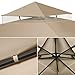 Flexzion 8' x 8' Gazebo Canopy Top Replacement Cover (Beige) - Dual Tier Up Tent Accessory with Plain Edge Polyester UV30 Protection Water Resistant for Outdoor Patio Backyard Garden Lawn Sun Shade