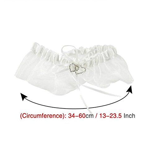 Youzpin 5Pcs Romantic Wedding Ceremony Party Favor Sets，Wedding Guest Book + Pen Stand + Flower Basket + Ring Pillow + Garter Double Heart Rhinestone Decor Ribbon Bow Elegant Wedding Party Decoration. - Thumbnail 5