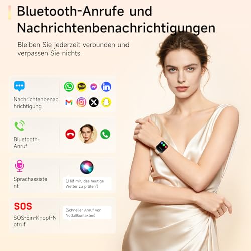 Lgnitek 2026 Women's Smartwatch with ECG + HRV/BMI/Micro Health Check/Uric Acid, 2.2 Inch Upgrade 3D Curved Display Health Watch with 24H Blood Pressure Heart Rate Sleep Monitor for Android/iOS