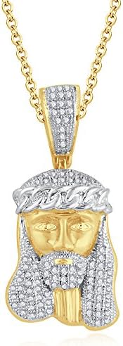 Silvercz Jewels Jesus Piece Pendant Neacklase In 14K Yellow Gold over 1.35ct Round Cut D/VVS1 Daimond