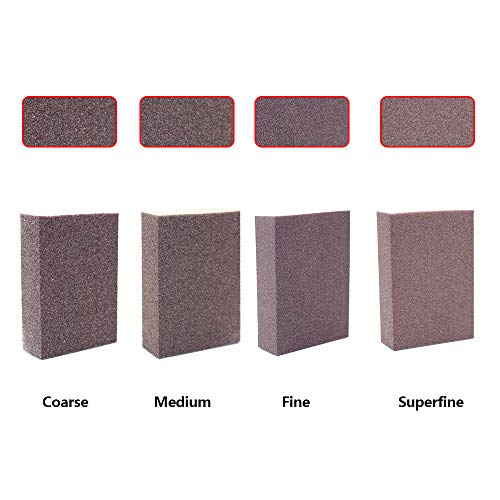 M-Aimee 8 Pieces Sanding Sponge,Coarse/Medium/Fine/Superfine 4 Different Specifications Sanding Blocks Assortment,Washable and Reusable.