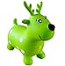 AppleRound Green Reindeer Bouncer with Hand Pump, Inflatable Space Hopper, Ride-on Bouncy Animal