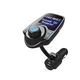 Sminiker Wireless In-Car FM Transmitter Bluetooth Radio Adapter Stereo Music Modulator Car Kit With USB Car Charger and 1.44 Inch Display,Hands Free Calling and Support TF/Micro SD Card