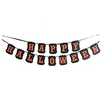 MAGQOO Black Happy Halloween Banner Halloween Decorations Door Cover Garden Decorations