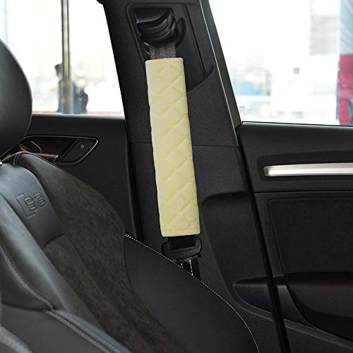 MIRKOO Car Seat Belt Cover Pad, 2-Pack Soft Car Safety Seat Belt Strap Shoulder Pad for Adults and Children, Suitable for Car Seat Belt, Backpack, Shoulder Bag, Laptop Computer Bag (Beige) - Thumbnail 4