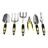 SONGMICS Garden Tool Set 6-Piece Garden Kit with Heavy Duty Cast-aluminum Heads Ergonomic Handles UGGT600