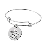 Mother in Law Expandable Bangle - I Will Take Care of Her Always Bride Mom Gift Bracelet Stainless Steel