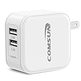Dual USB Wall Charger 2 Port 24W 4.8A, Comsun Universal Portable Travel Adapter Wall Outlet Foldable Plug for Smartphone Tablet White